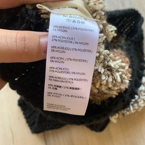 Anthropologie Sleeping On Snow Black Brown And Cream Fuzzy Infinity Scarf - Picture 7 of 7